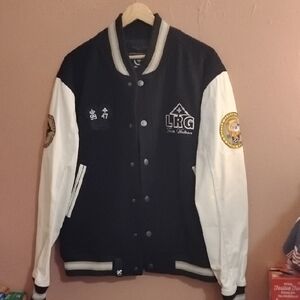 LRG Men's Black and White Varsity Jacket